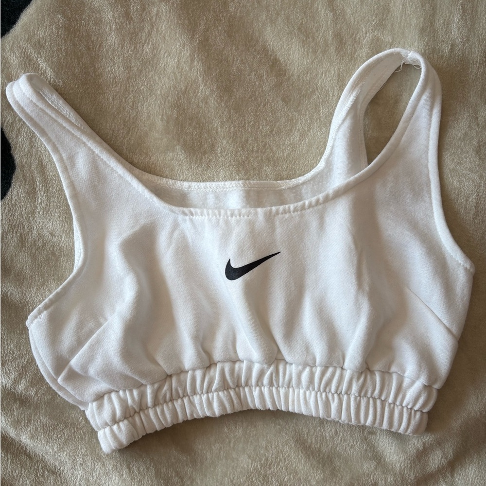Nike White Sports Top with Black Logo